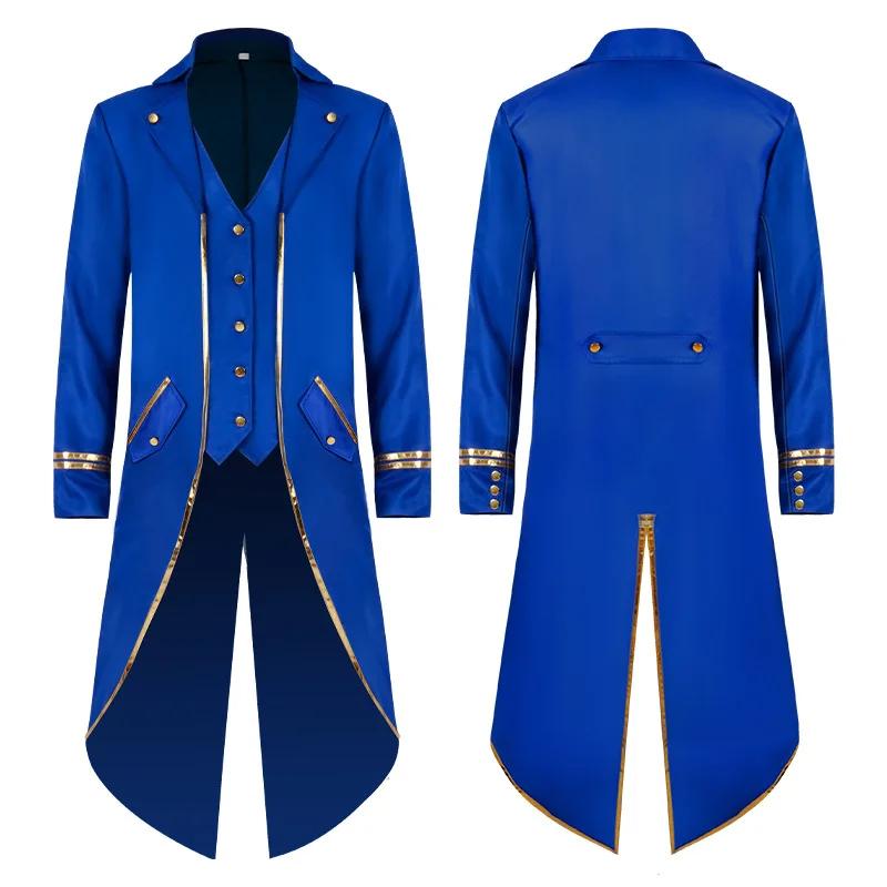 Men's Steampunk Victorian Jacket Gothic Medieval Vintage Tuxedo Mid-Length Phnom Penh Cosplay Costume Trench Coat Jacket