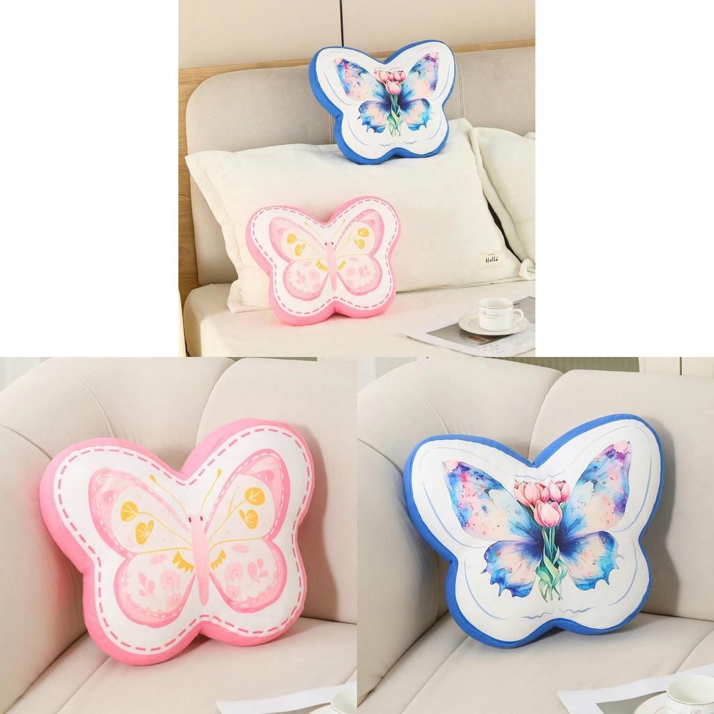 Butterfly Shape Cushion With Digital Print For Bed Couch Decor