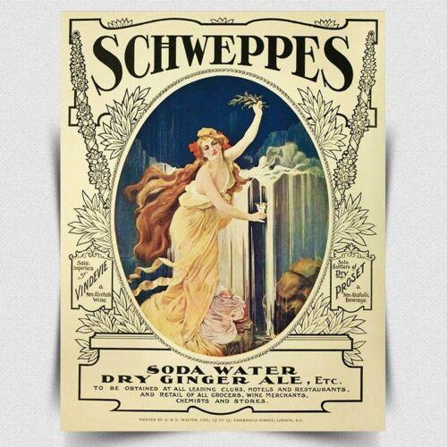 SCHWEPPES ЗНАК МЕТАЛЛИЧЕСКАЯ НАСТЕННАЯ ПЛАСТИНКА В БУТЫЛКАХ Ретро плакат Реклама ПАБ БАР Мужская берлога Алюминий 20x30cm(7.8x11.8inch)