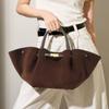 Dumpling Matte Suede Cowhide Commuter Premium Tote Bag Genuine Leather Messenger Large Capacity New Women's Handbag