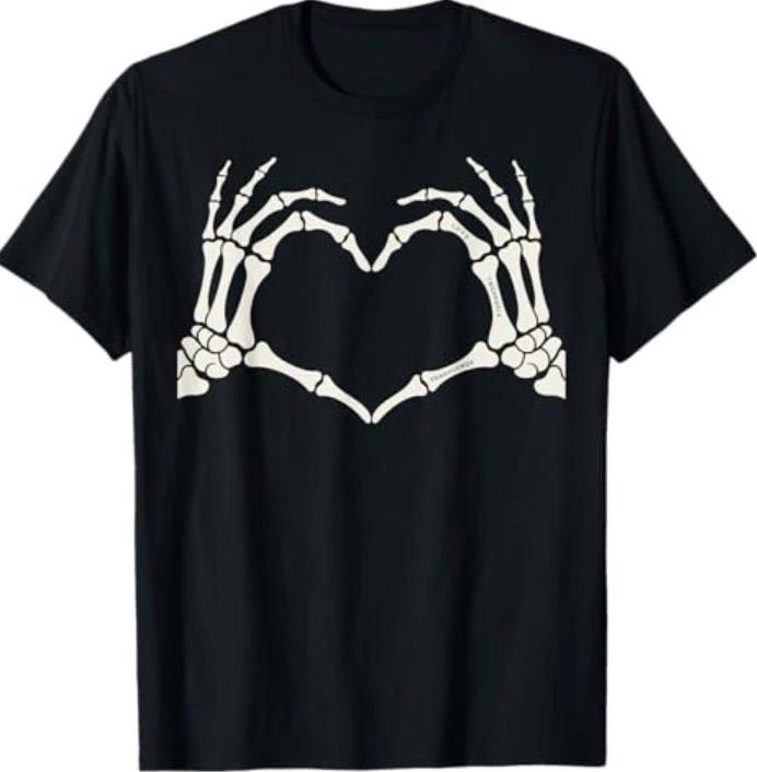 Skeleton Hands Heart Sign Halloween T-Shirt