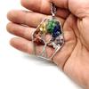 Handmade Hexagonal Crystal Tree of Life Necklace with Wire-Wrapped Loose Stone Strands