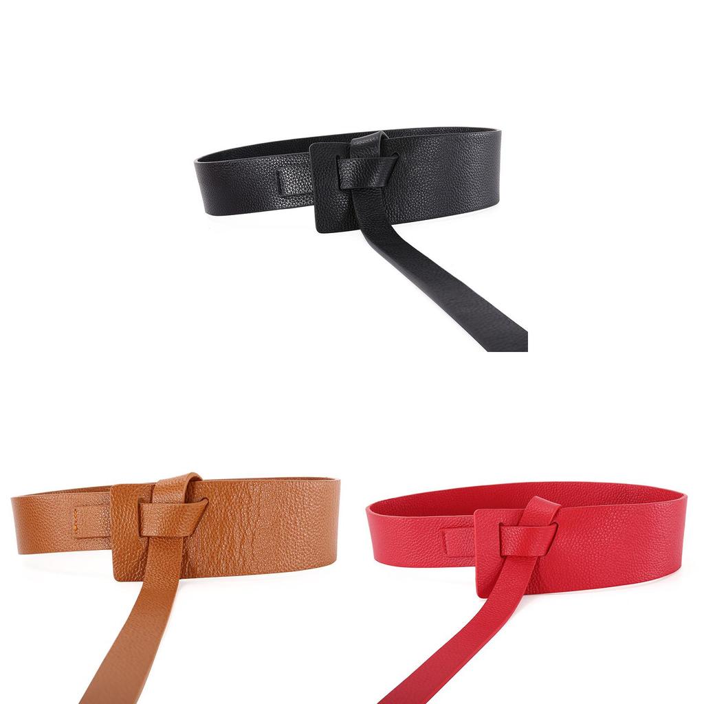 Leather Waist Belt For Women With Knot Decor And First Layer Cowhide Material For Casual Styling