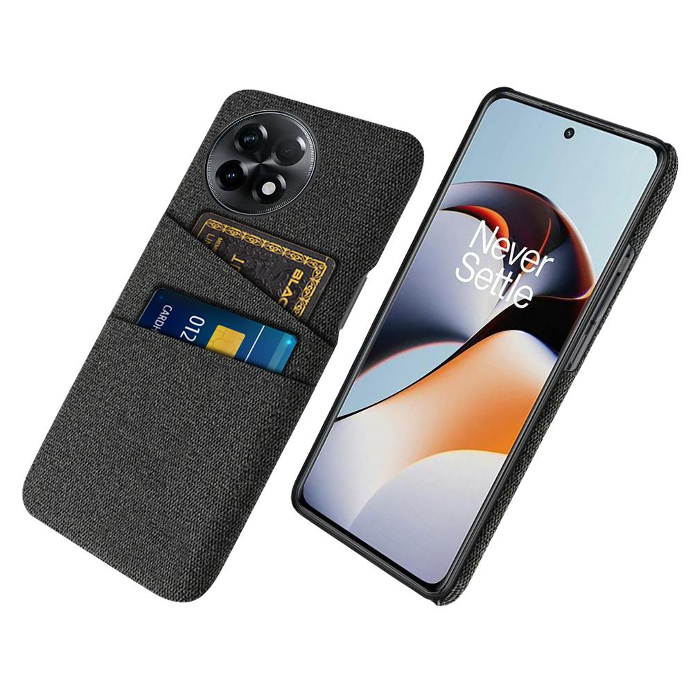 

For OnePlus Ace 2 5G/11R 5G Cloth Texture Phone Back Cover Cellphone Protective Case with 2 Card Slots Black
