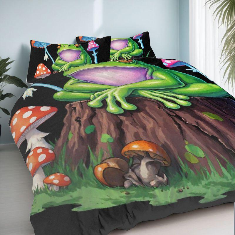 3Pcs Bedding Pillowcase Quilt Cover Set Frog Stump Pattern 2D Digital Printing Suitable For Bedroom Hotel Dormitory Decoration