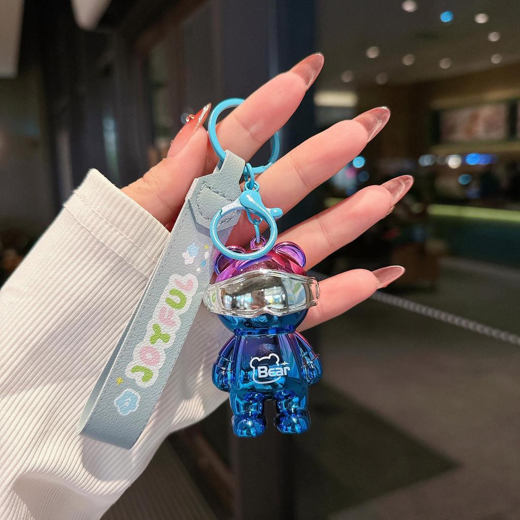 Creative Luminous Mechanical Bear Keychain - Colorful Night Light Pendant for Schoolbags