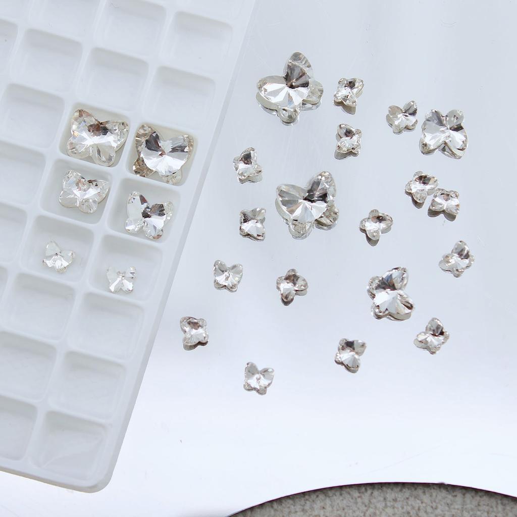 Nail Art Jewelry Mixed Transparent Pointed Bottom Diamond Burst Flash Big Crooked Heart Butterfly White Diamond Nail Art Jewelry