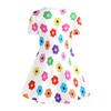 Süßes Ganzseiten Buntes Blumenmuster Mädchen Freizeitkleid mit Einfachem Blumendesign Kurzärmeliges Kleid Geeignet für Geburtstagsgeschenke