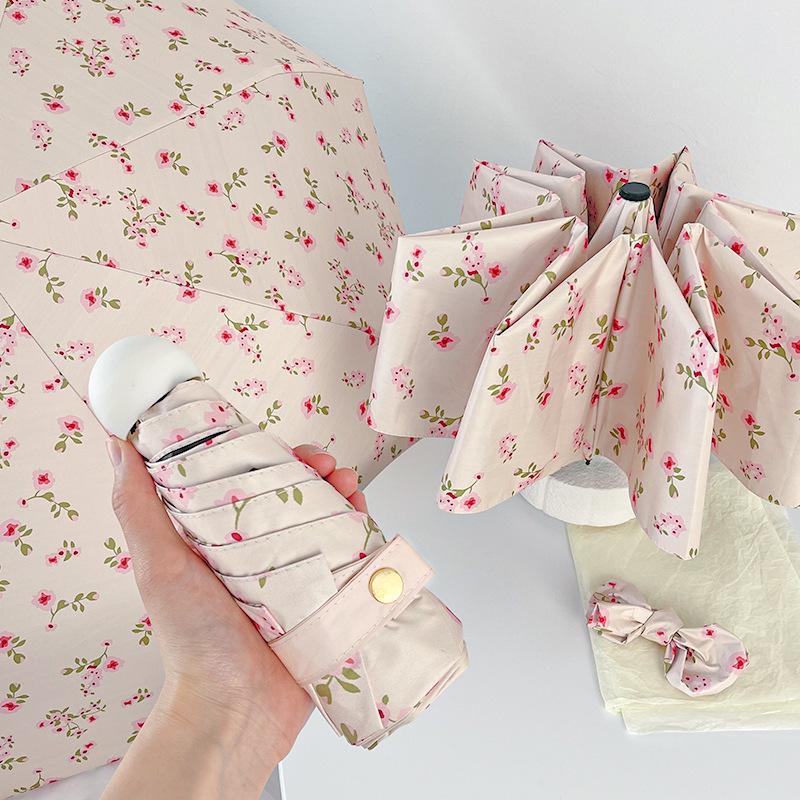 Women's Dual-Use Parasol: Automatic, Sunshade & Rain Umbrella with Black Glue Sunscreen, Foldable, Japanese & Korean Style