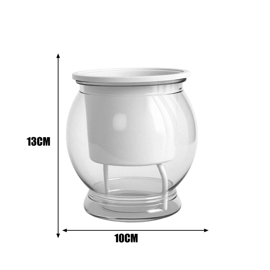 Self Watering Flower Pot Lightweight Transparent Round Resin Planter for Household Bedroom Plants Water Saving Lazy Garden Decor