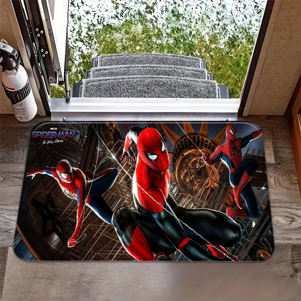 Marvel 1pc Cartoon Print Doormat,  Triple Pose City Web Dynamic Scene, Easy to Clean, Suitable for Home Entrances, Bathrooms,