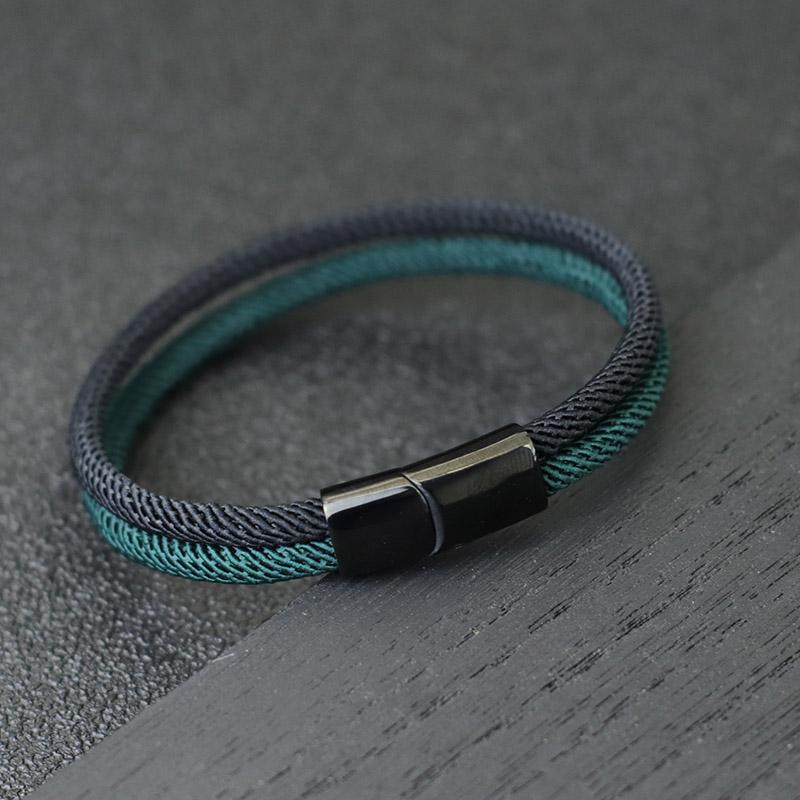 

New In Bicolor Rope Bracelet Men Ukrainian Symbol Braclet With Yellow Blue Stainless Steel Magnet Clasp Braslet Homme Pulseras 20.5cm(8.1Inches)