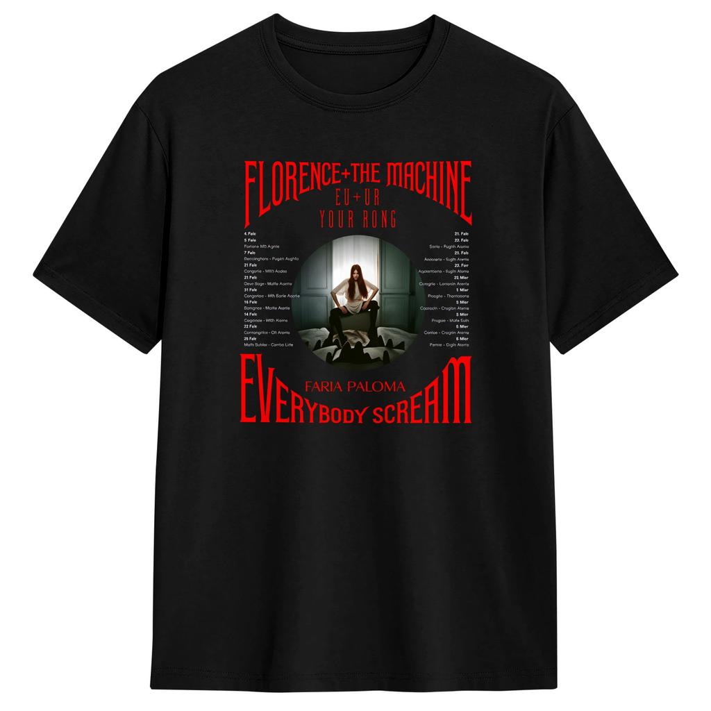 Men's Florence + The Machine Everybody Scream Tour T Shirts Pure Cotton Clothes Awesome Short Sleeve Tee Shirt Plus Size T-Shirt