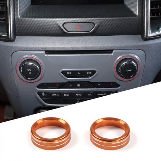 Για Ford Ranger 2015-2018 Δακτύλιος Διακόσμησης Κουμπιού Έντασης/Media Πορτοκαλί Κράμα Αλουμινίου