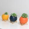 Dekorative Runde Kugel Keramikvase Eisenhalter Pflanztopf Kreativer Blumentopf Schreibtisch
