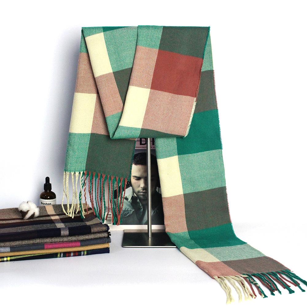 Autumn And Winter Scarves Imitation Cashmere Warm Men'S Plaid Scarf Manufacturers