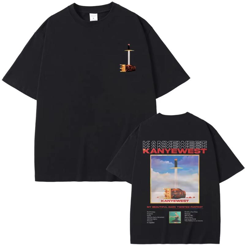 Rapper Kanye West Late My Beautiful Dark Twisted Fantasy Graphic Tshirts Unisex Hip Hop Vintage Tshirt Fashion Oversized T Shirts