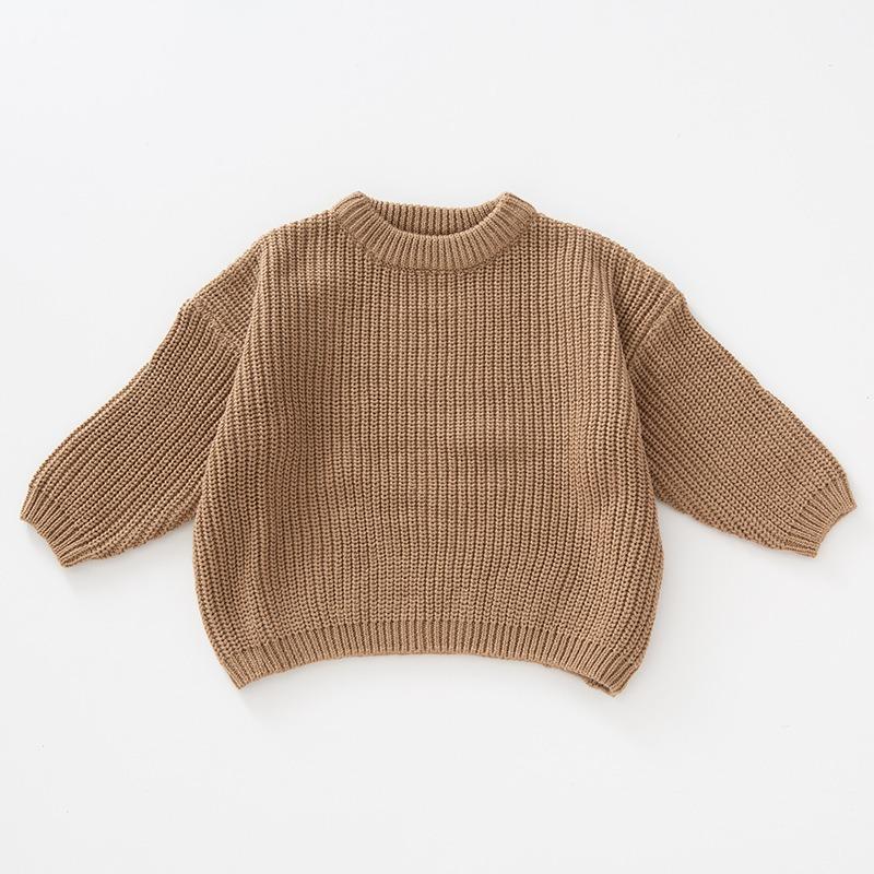 Newborn Baby Girl Boy Knitted Long Sleeve Autumn Winter Sweater Solid Loose Pullover Casual Kids Clothes