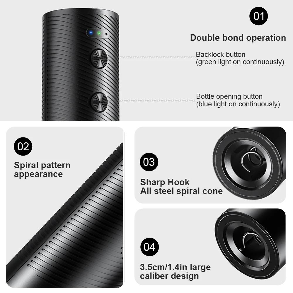 Rechargeable Electric Wine Opener,Automatic Corkscrew with USB Charging,Kitchen Gift Set for Red/White Wine&Bar Tools Accessorie