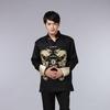 Men's Embroidered Double Dragon Tang Suit Jacket - Long Sleeve, Middle-Aged & Elderly, Spring/Autumn Casual Performance Top