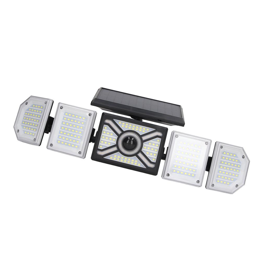 LED Solar Outdoor Street Light 5 Flexible Head IP65 Waterproof 3 Working Modes Remote Control Solar