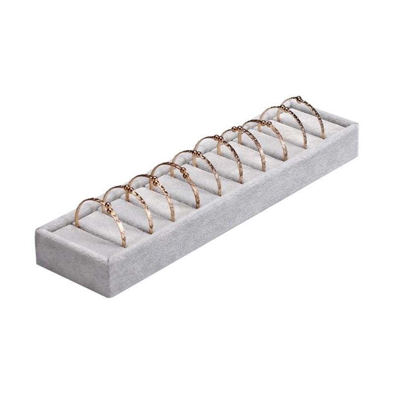 

Rectangle Plush Jewelry Display Case 10 Slot Organizers For Cufflinks Rings Storage Home Shop Exhibition Arrangement сірий колір