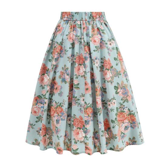 Women Skirt Fit A-Line Style High Midi Mid-calf Skirt Work Leisure