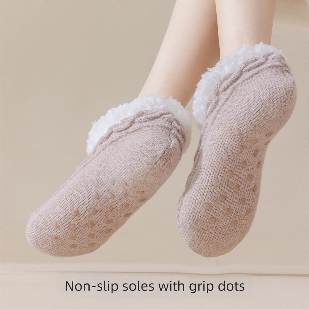 Fleece Thickened Sleep Socks Warm Lamb Fleece Socks Autumn Winter Carpet Home Socks  Women