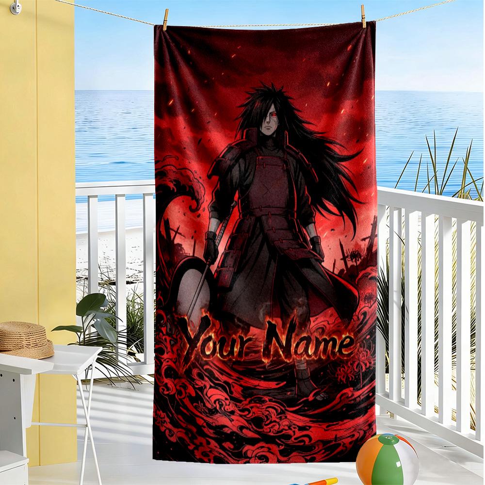 Naruto Character Customized Name Beach Towel Quick-Dry Soft Microfiber Suitable for Sports Travel Swimming Yoga Bathroom Beach And Pool