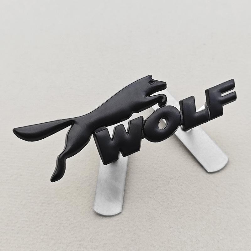 GAKN5 3D Metal Black Chrome Logo WOLF Car Modified Accessories Grille Front Badge Emblem For Jagura Ford Chevrolet JEEP VW BMW & More