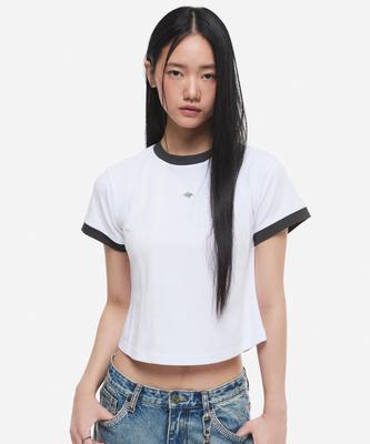 DNSR (W) Lace Line Ringer T-Shirt White