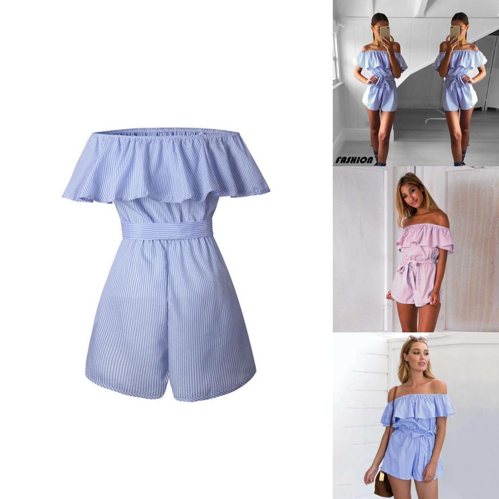Striped Summer Women Casual Playsuit Stylish Ladies Jumpsuit For Beach Days