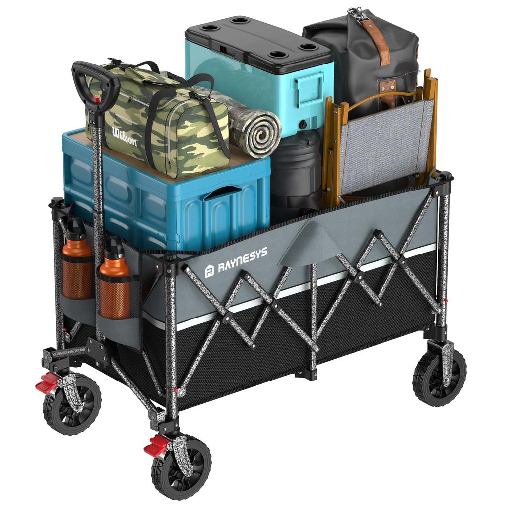 Raynesys Carry Large Capacity 150kg Weight Foldable Cargo Camping Easy Compact and Ideal for and Black Gray Wagon, 150L, Capacity, Platform, Cart,
