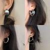 Silver Metal Multi-layer Circle Cold Wind Earrings Niche Simple Stud Earrings Light Luxury High-end Earrings Fashion