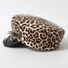Punk Y2k Beret Hat Hip-hop Flat Top Cap Retro Rivet Leopard Hat  for Women