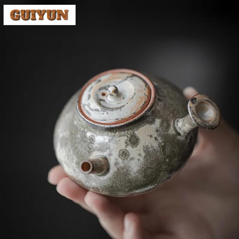 Japanese Ink Wood-fired Porcelain Teapot Retro Side Handle Pot Tea Maker Kettle Oolong Tea Teaware Accessories Gift Collection