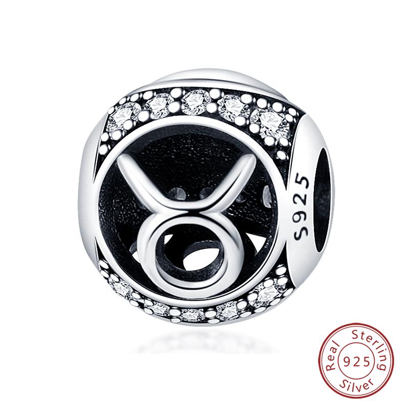 Charms Fit Qikaola Bracelets Copper Twelve Constellations Charms Beads Leo Aries Virgo For Birthday Jewelry Gifts