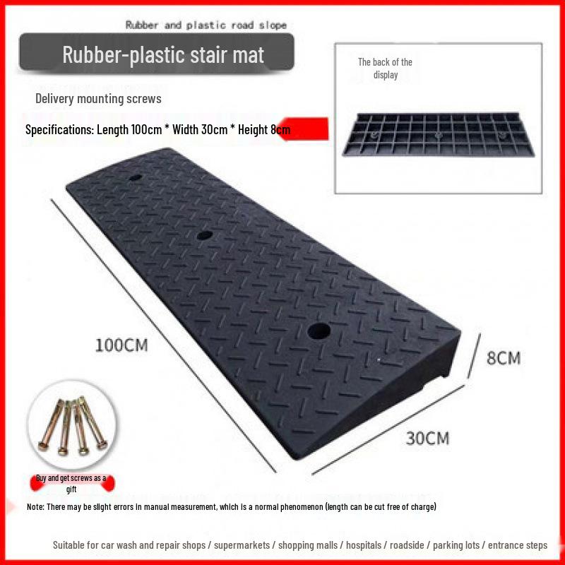 Rubber-Plastic Car Ramp: Slope Mat, Curb Edge, Uphill Climb, Triangle Speed Bump