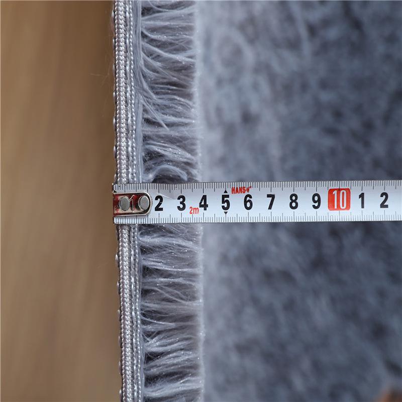 Long Pile Silk Wool Carpet - Full Coverage Bedroom and Living Room Rug, Solid Color