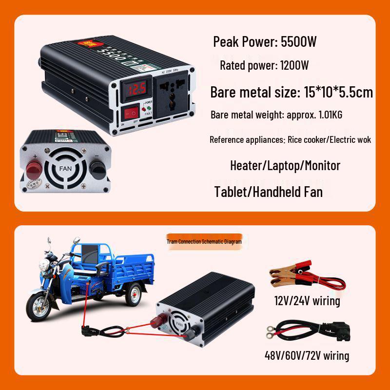High-Power 12V-60V To 220V Vehicle Inverter & Power Converter