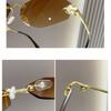 Latest Fashion Sunglasses for Women Retro Brand Design Metal Small Diamond Frame Classic Vintage Rhombus Rimless Sunglasses Men Eyeglasses