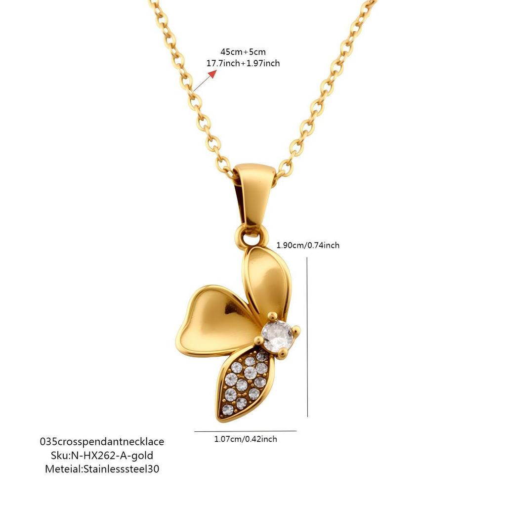 Luochen Bowknot Zircon Pendant Necklace - Korean Style Luxury Clavicle Chain