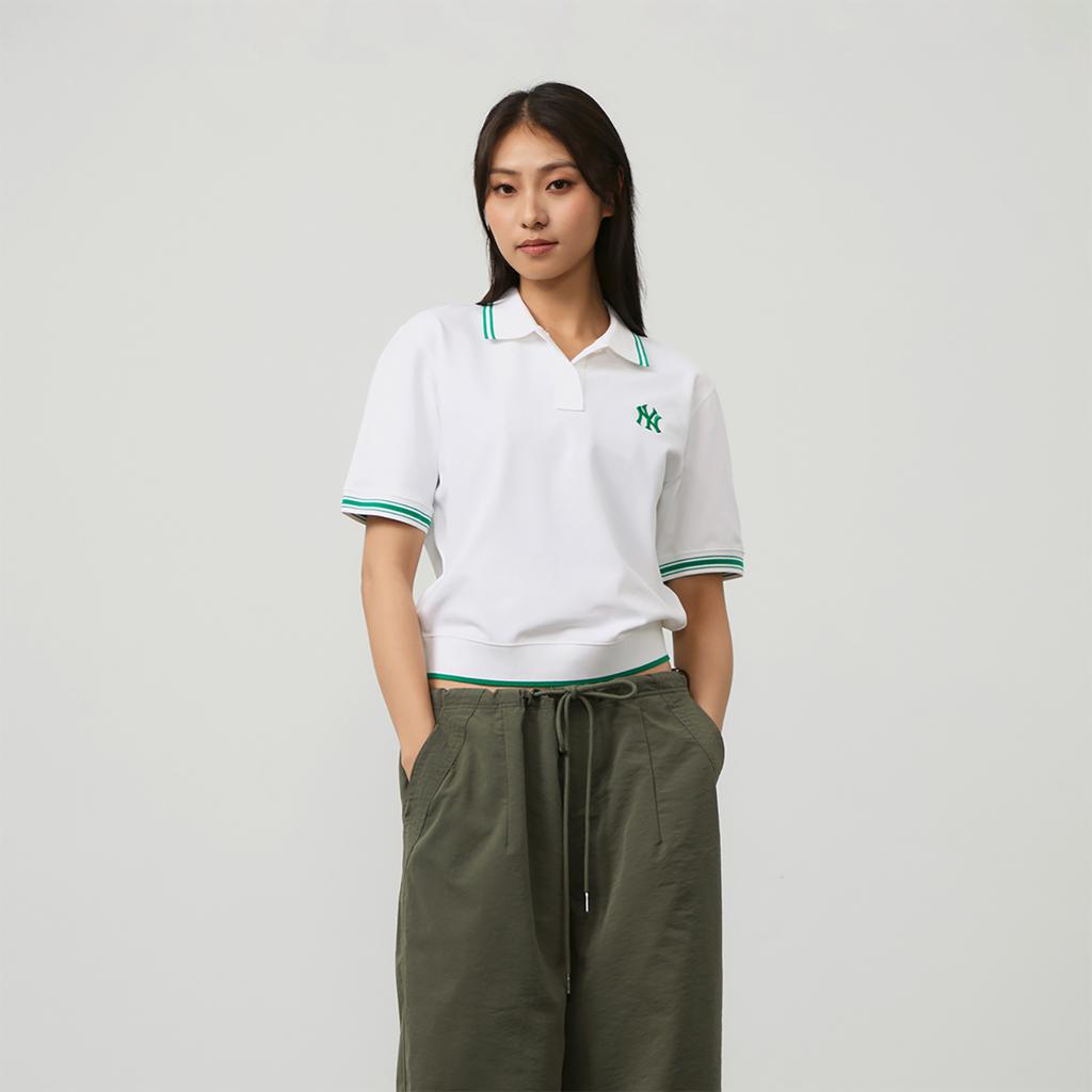 New MLB New York Yankees MLB Basic Logo SS24 Polo Shirt Women's Ivory 3FPQB0243-50IVS