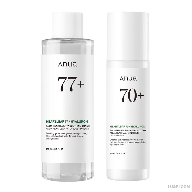 Anua Heartleaf 77% Toner & 70% Daily Lotion Set (Toner 250ml + Lotion 200ml) (+Free gift)