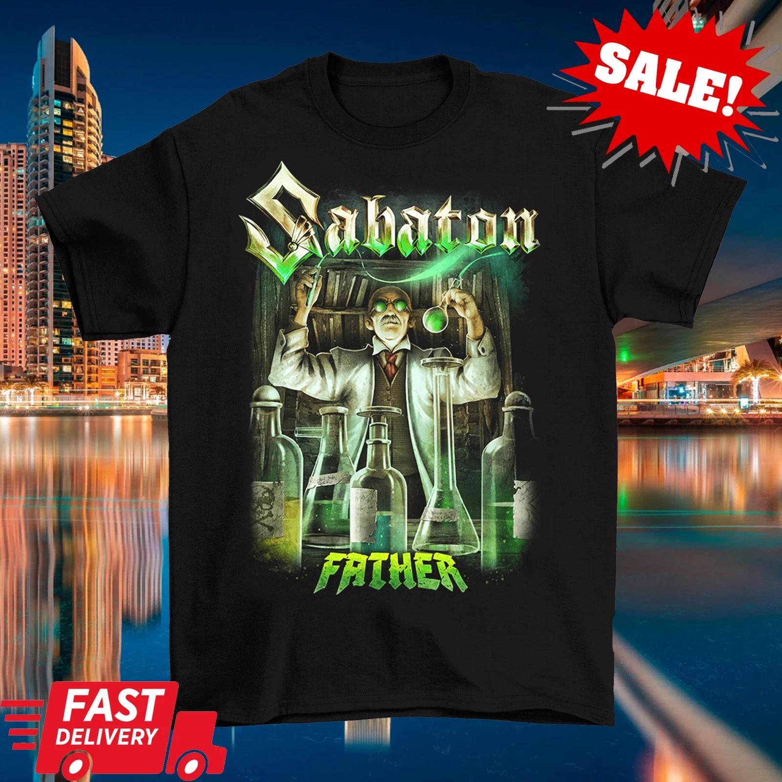 Отец Ретро Футболка с логотипом группы Sabaton Классическая черная Унисекс Футболка Хэви-метал S-5XL S