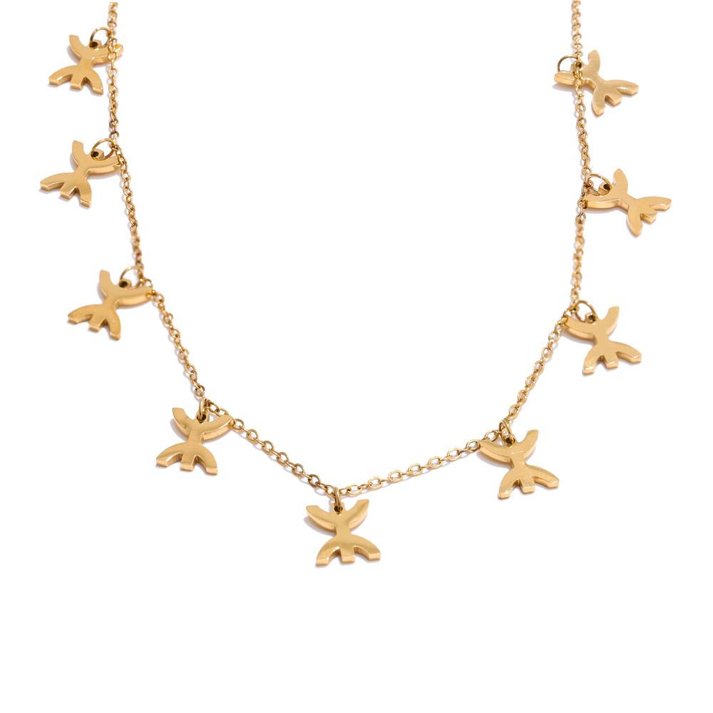 Yhpup Collier Géométrique Pendant Attrayant en Acier Inoxydable 316L Plaqué PVD 18K Accessoires de Bijoux Religieux Imperméables
