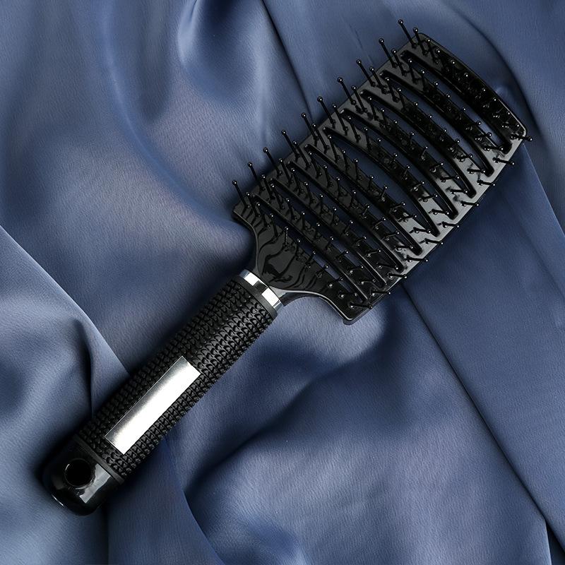 Großer, antistatischer, gebogener Haarkamm mit Schweineborsten zum Stylen und Massieren von lockigem Haar