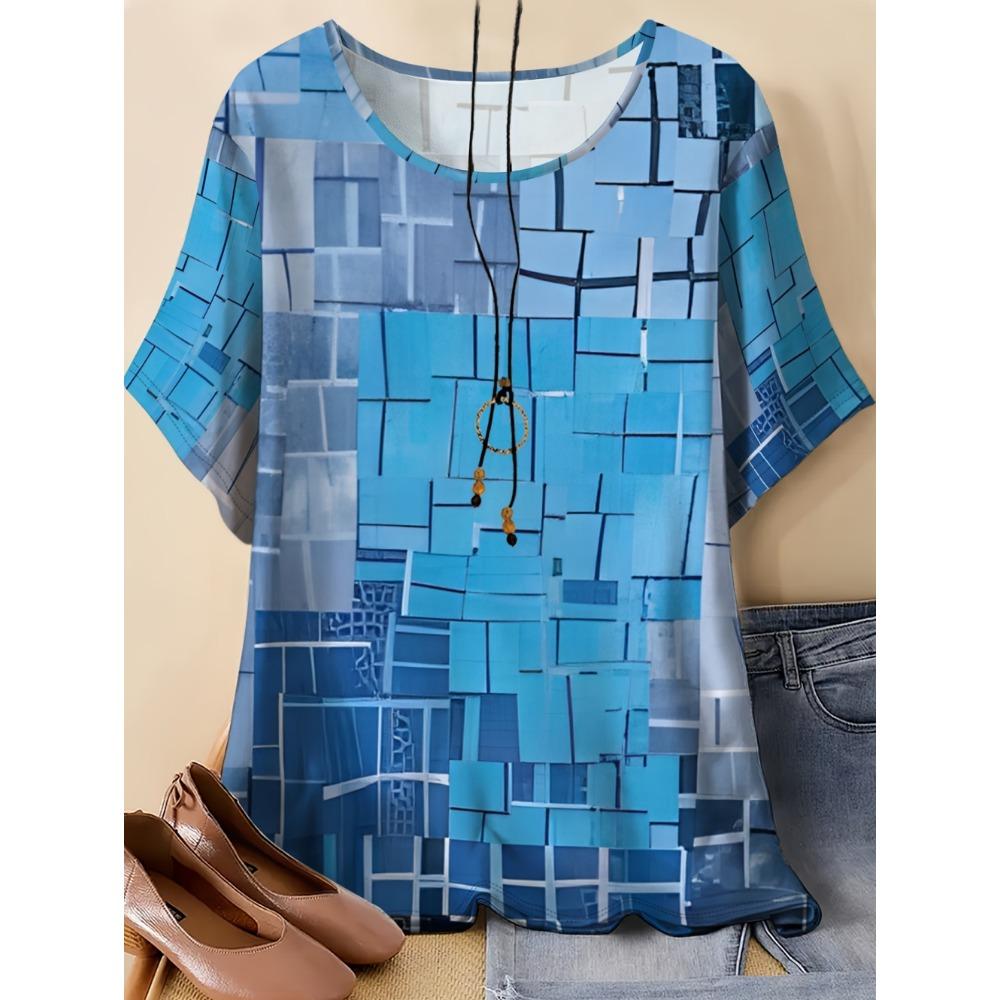 Fashionable loose women's T-shirt, printed casual women's top, summer clothing