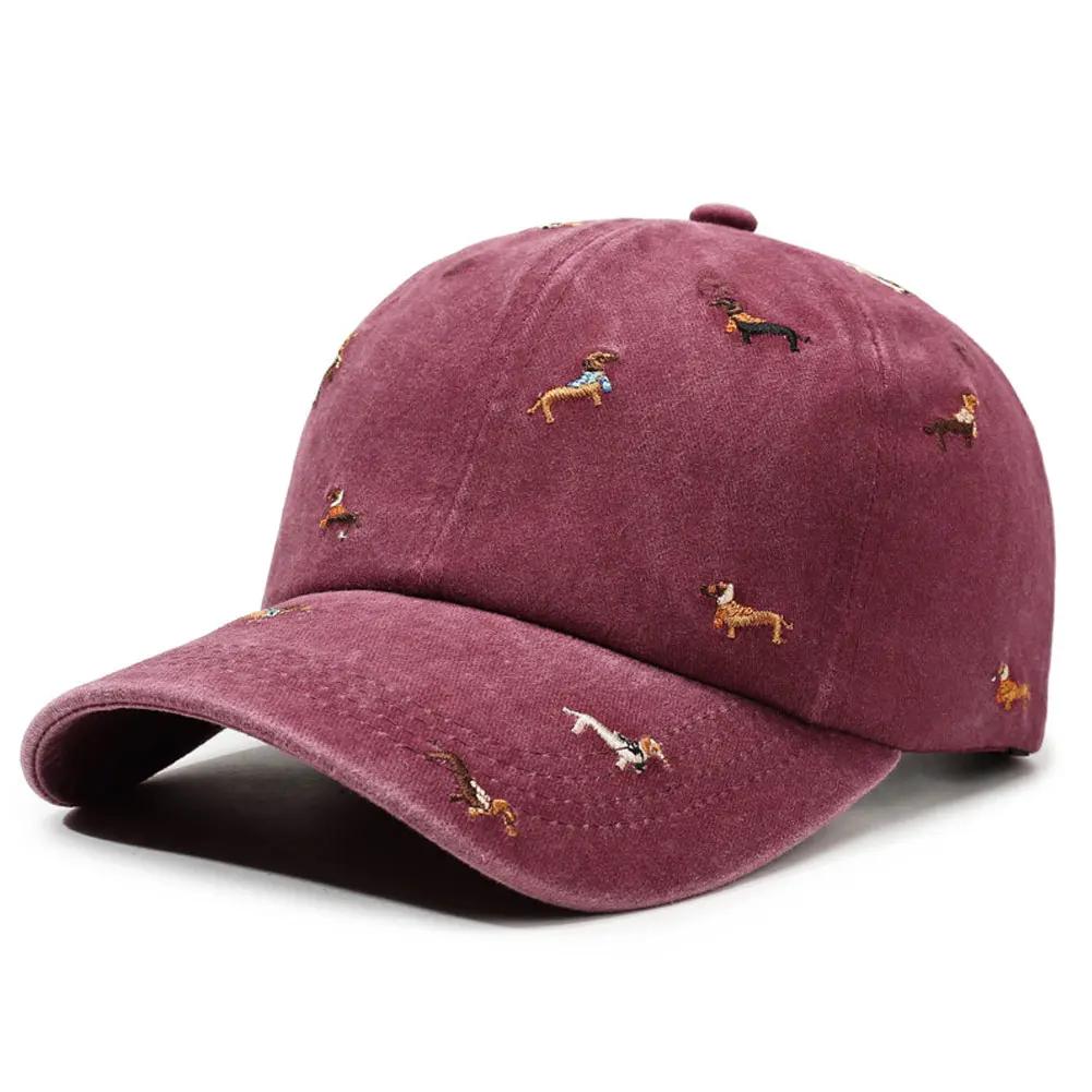 Outdoor Casual Puppy Embroidery Hat Breathable Sunscreen Anti Uv Versatile Peaked Cap