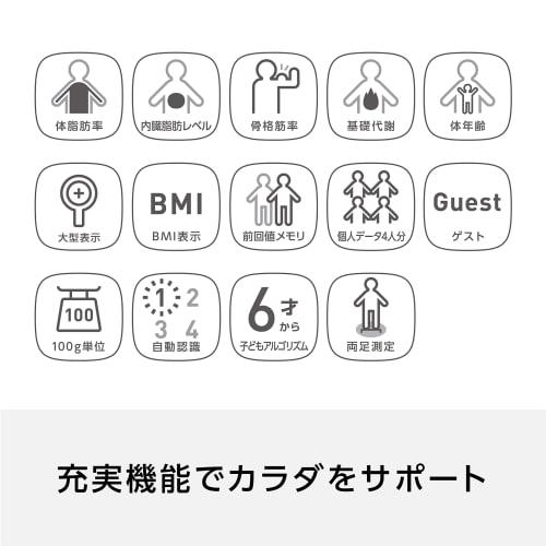 OMRON Weight Body Composition Meter HBF-236-JW Automatically Recognizes the Person Being measured/Starts Measurement Just by riding/White
